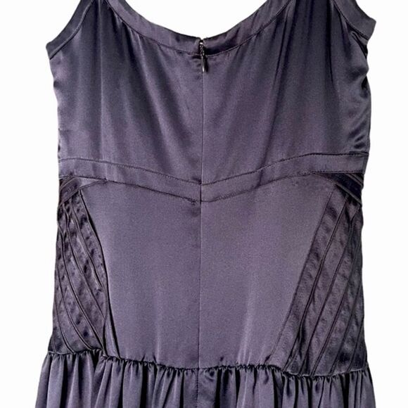 CALVIN Klein A Line Dress Silk Sleeveless Navy Blue V Neck Womens 2 - Picture 4 of 8